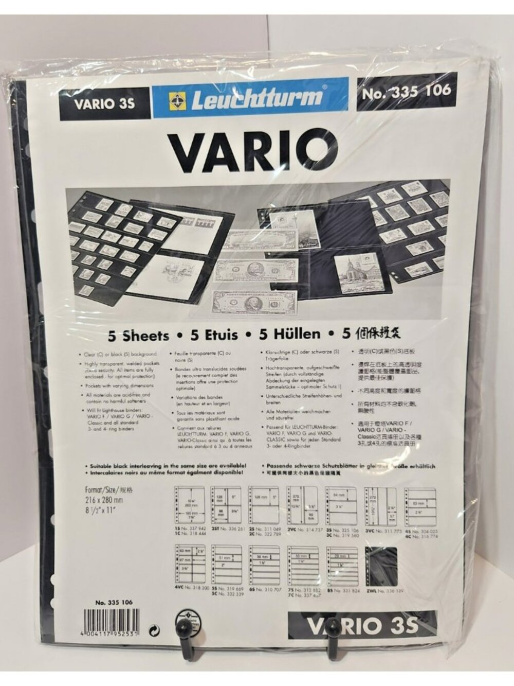 3S 3 Row Vario Black Lighthouse Stock Pages Pack of 5 Double Sided